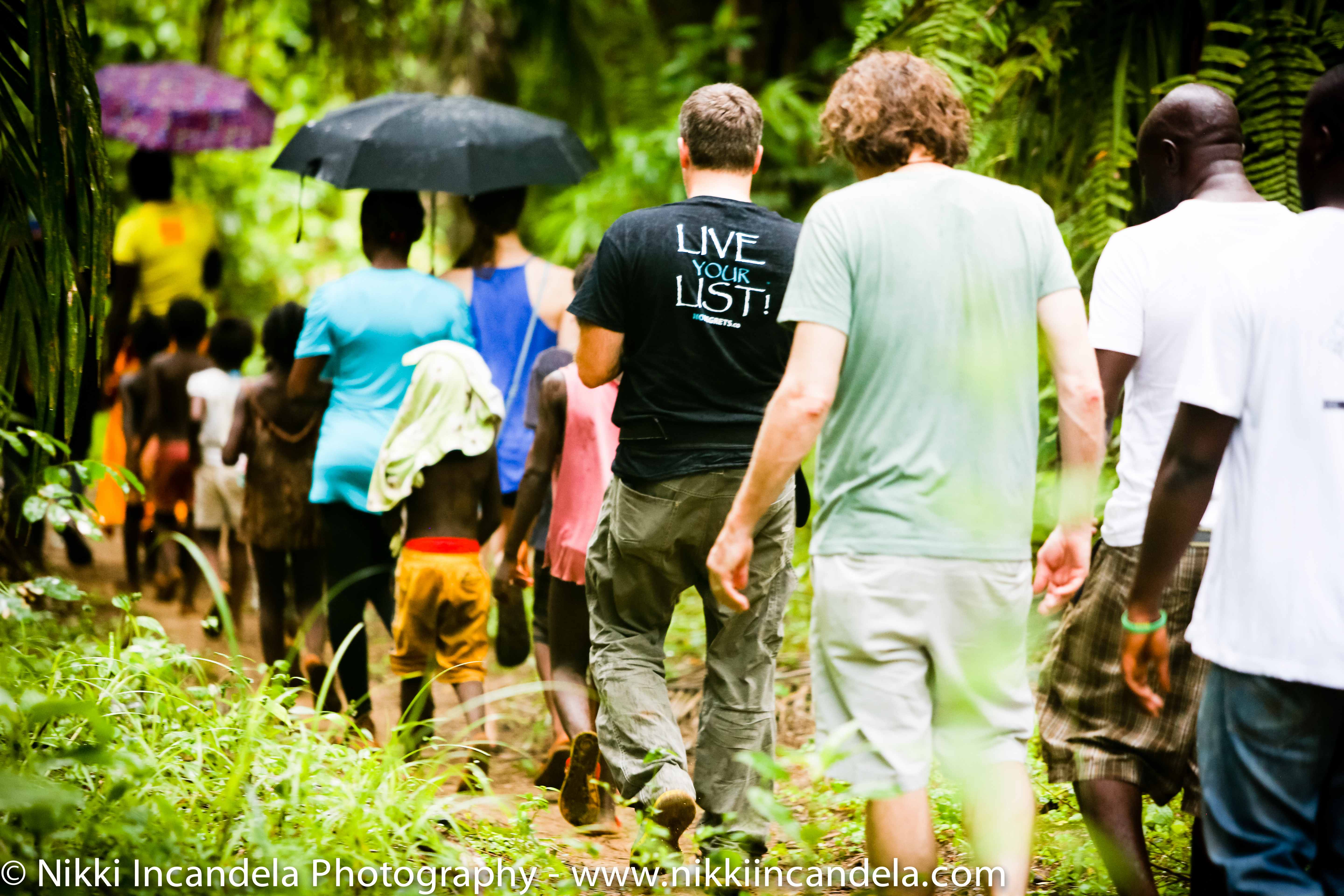 Retreat participants exploring tropical forest